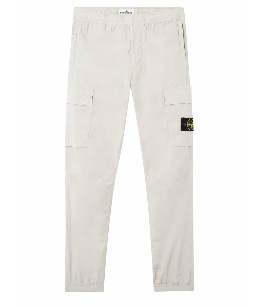 STONE ISLAND Бежевые хлопко-эластановые повседневные брюки, фото 1