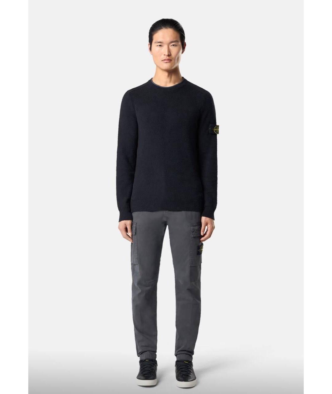 STONE ISLAND Серые хлопковые повседневные брюки, фото 4