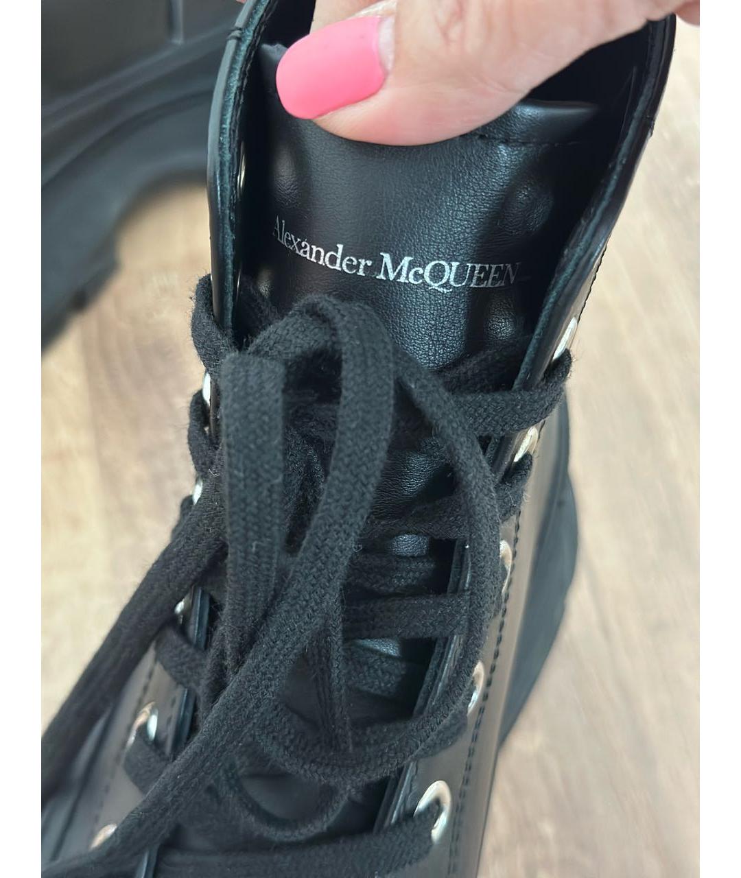 ALEXANDER MCQUEEN Черные кожаные ботинки, фото 2