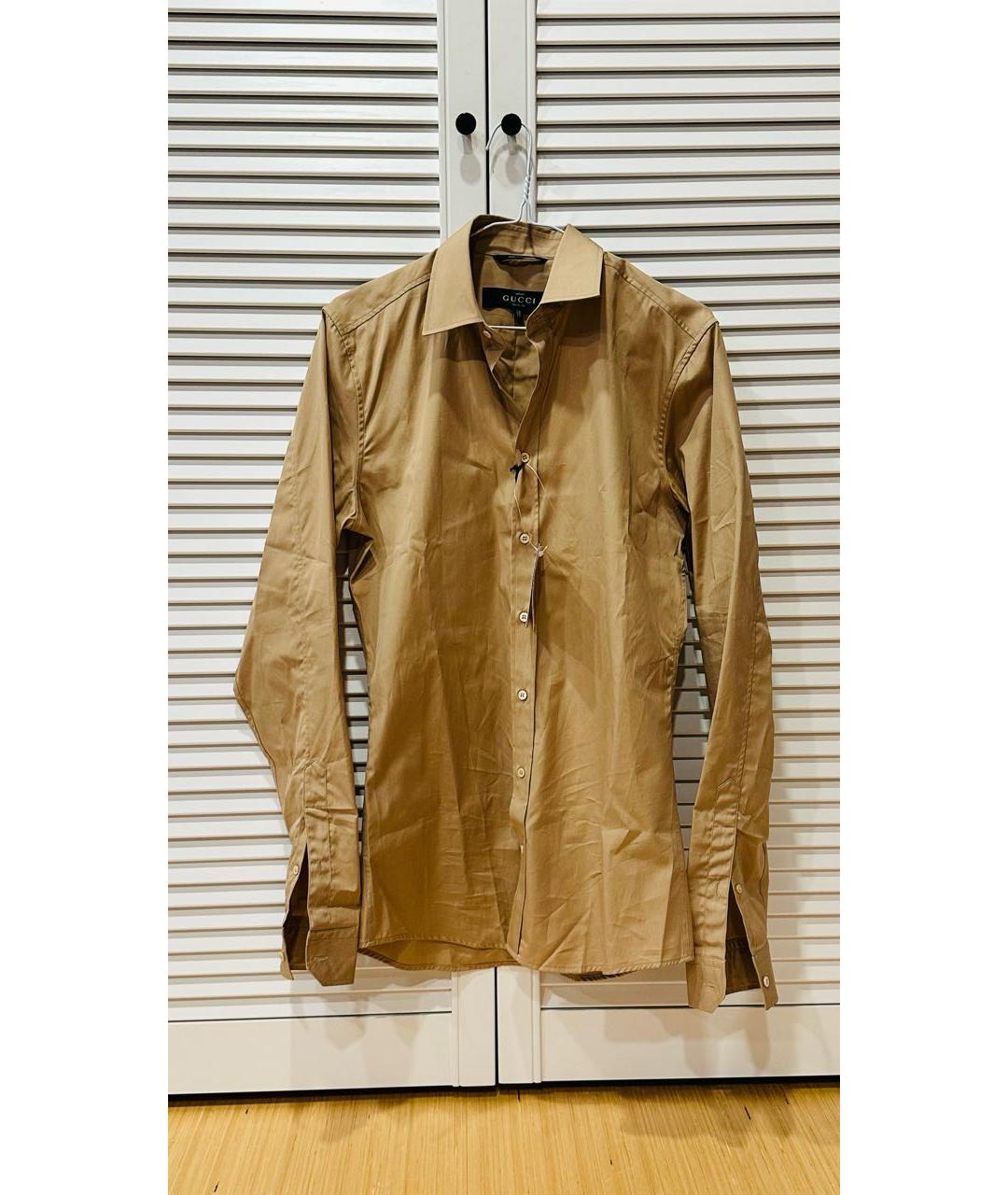 GUCCI Бежевая хлопковая классическая рубашка, фото 4