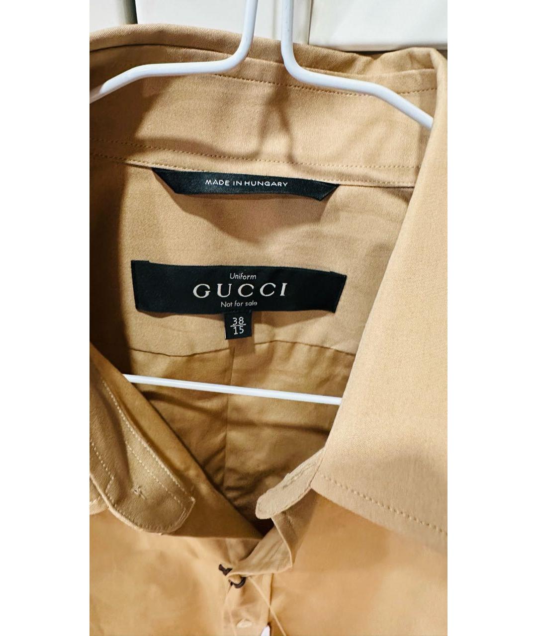 GUCCI Бежевая хлопковая классическая рубашка, фото 3