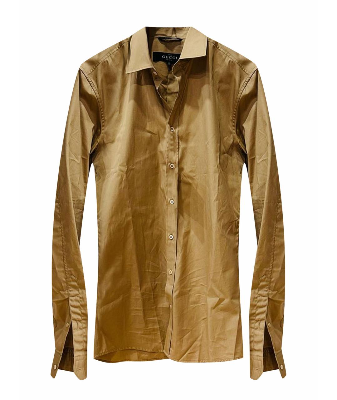 GUCCI Бежевая хлопковая классическая рубашка, фото 1