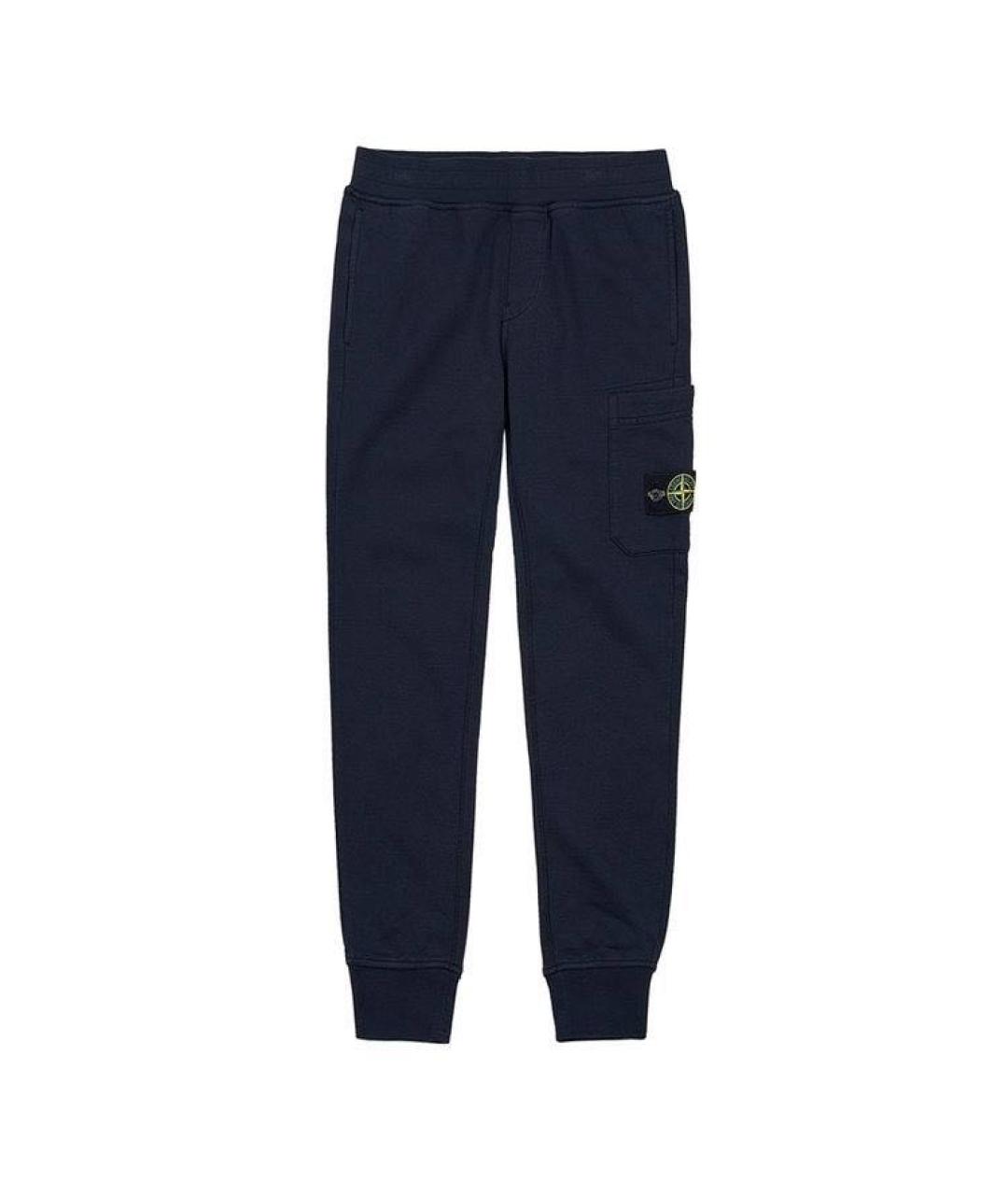STONE ISLAND JUNIOR Темно-синие хлопковые брюки и шорты, фото 1