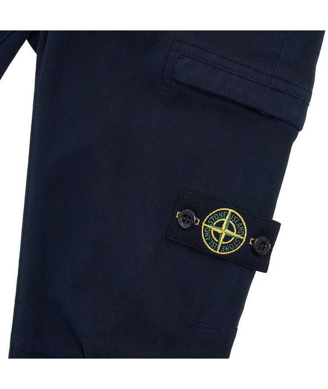 STONE ISLAND JUNIOR Темно-синие хлопковые брюки и шорты, фото 2