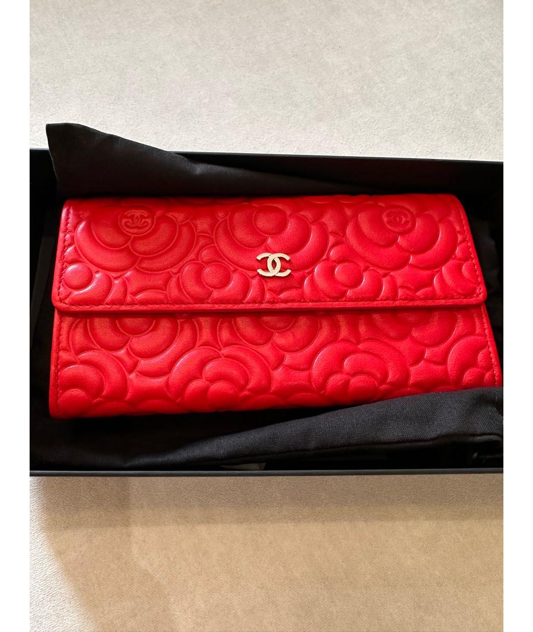 CHANEL Коралловый кожаный кошелек, фото 4