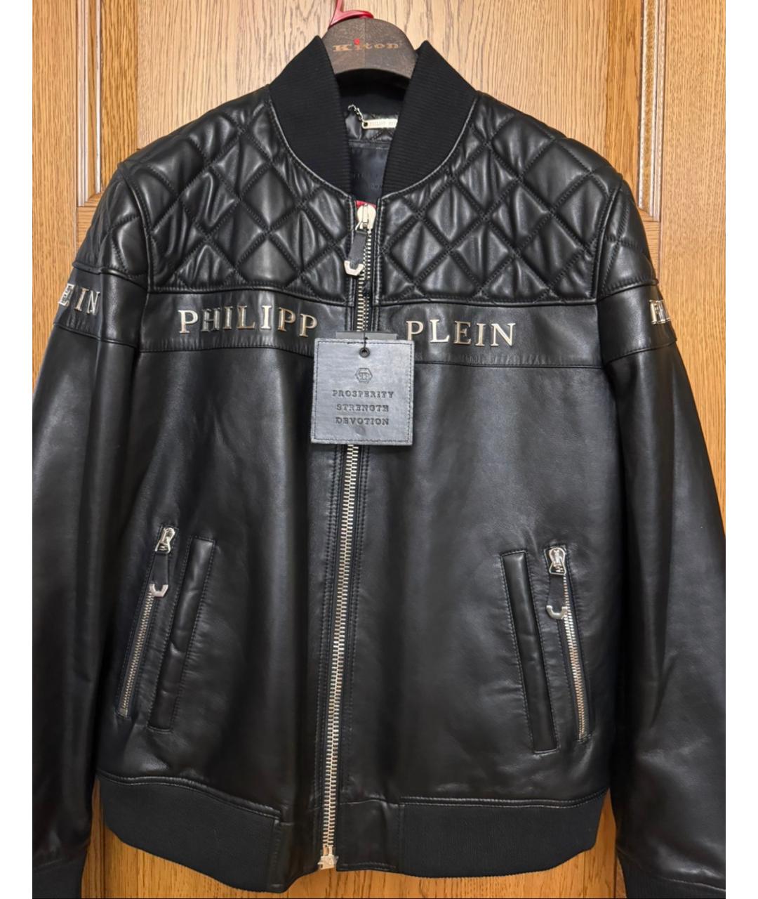 PHILIPP PLEIN Черная кожаная куртка, фото 2