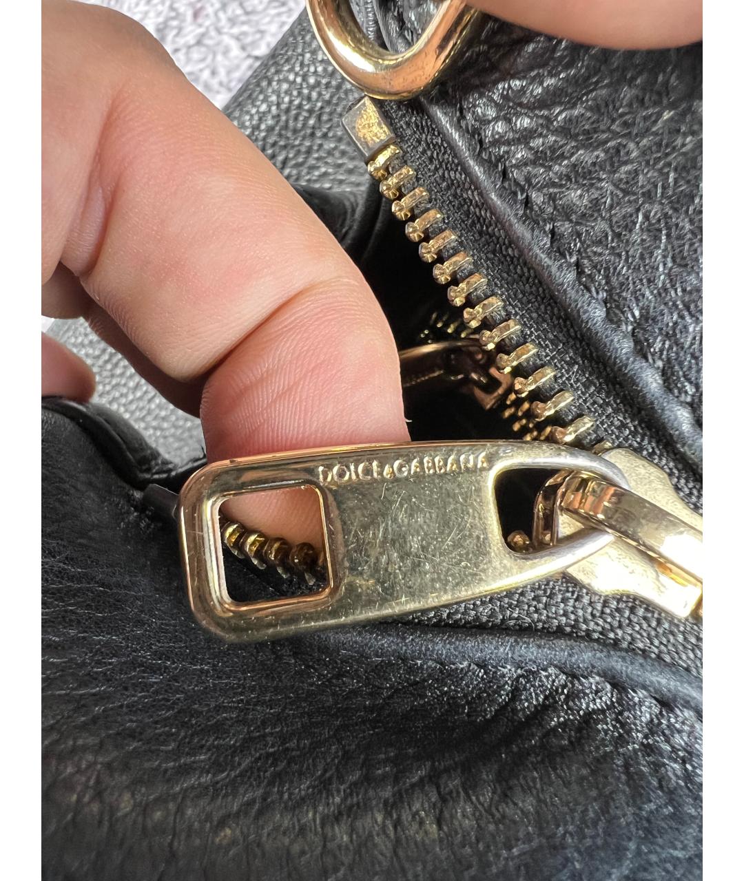 DOLCE&GABBANA Черная кожаная сумка с короткими ручками, фото 5