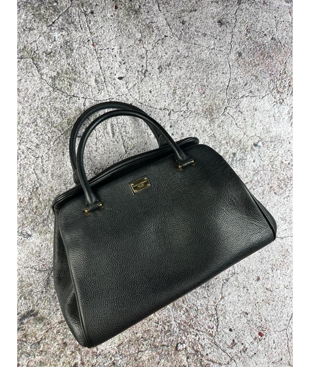 DOLCE&GABBANA Черная кожаная сумка с короткими ручками, фото 2