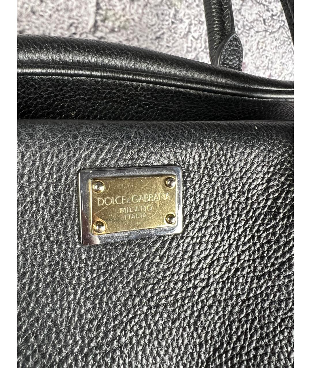DOLCE&GABBANA Черная кожаная сумка с короткими ручками, фото 3