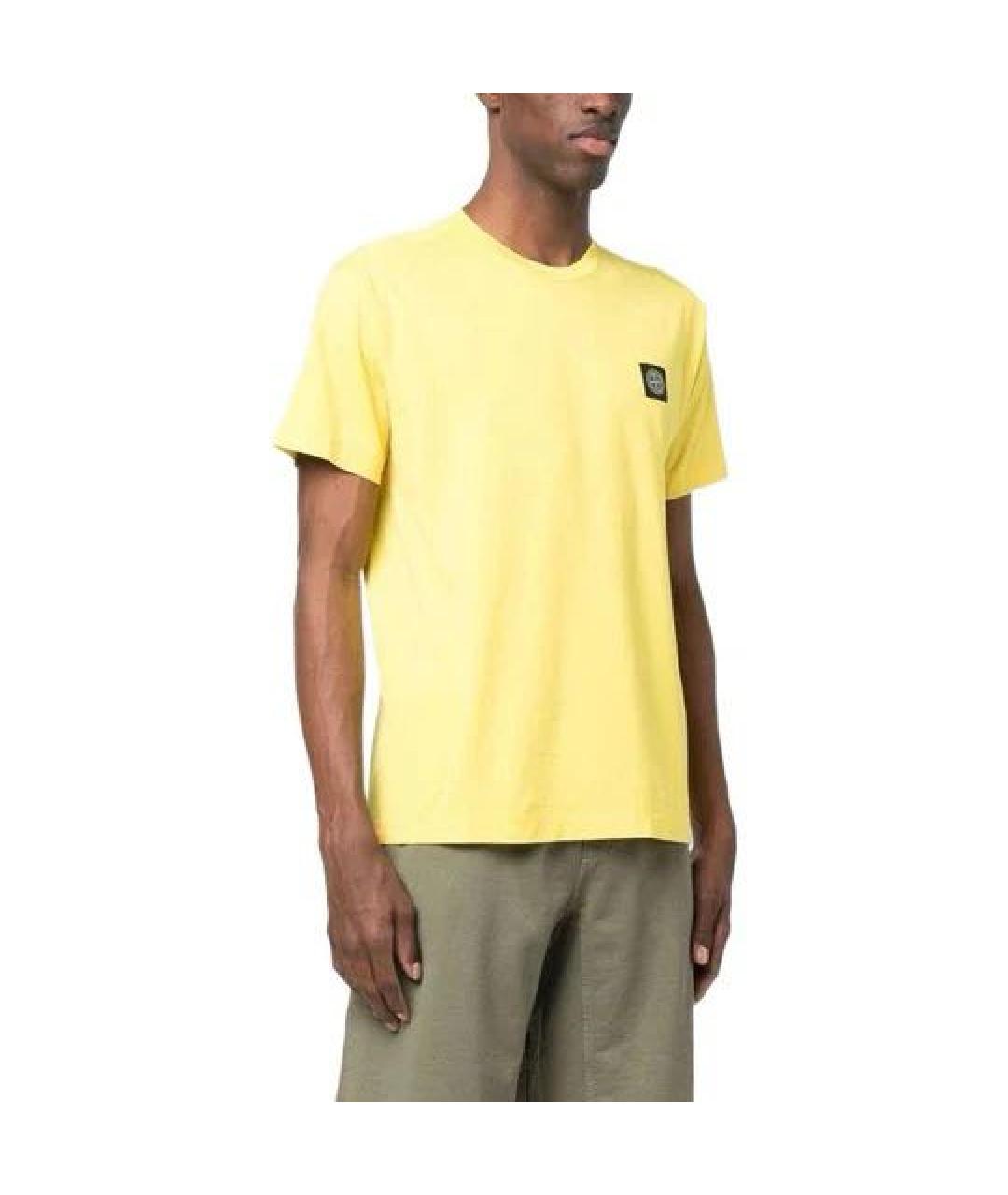 STONE ISLAND Желтая хлопковая футболка, фото 3