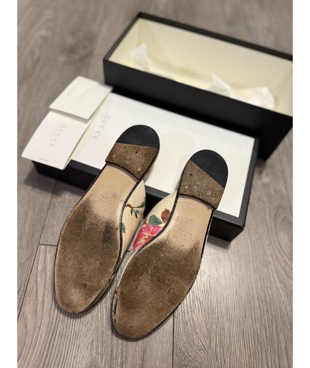GUCCI Бежевые кожаные мюли, фото 7