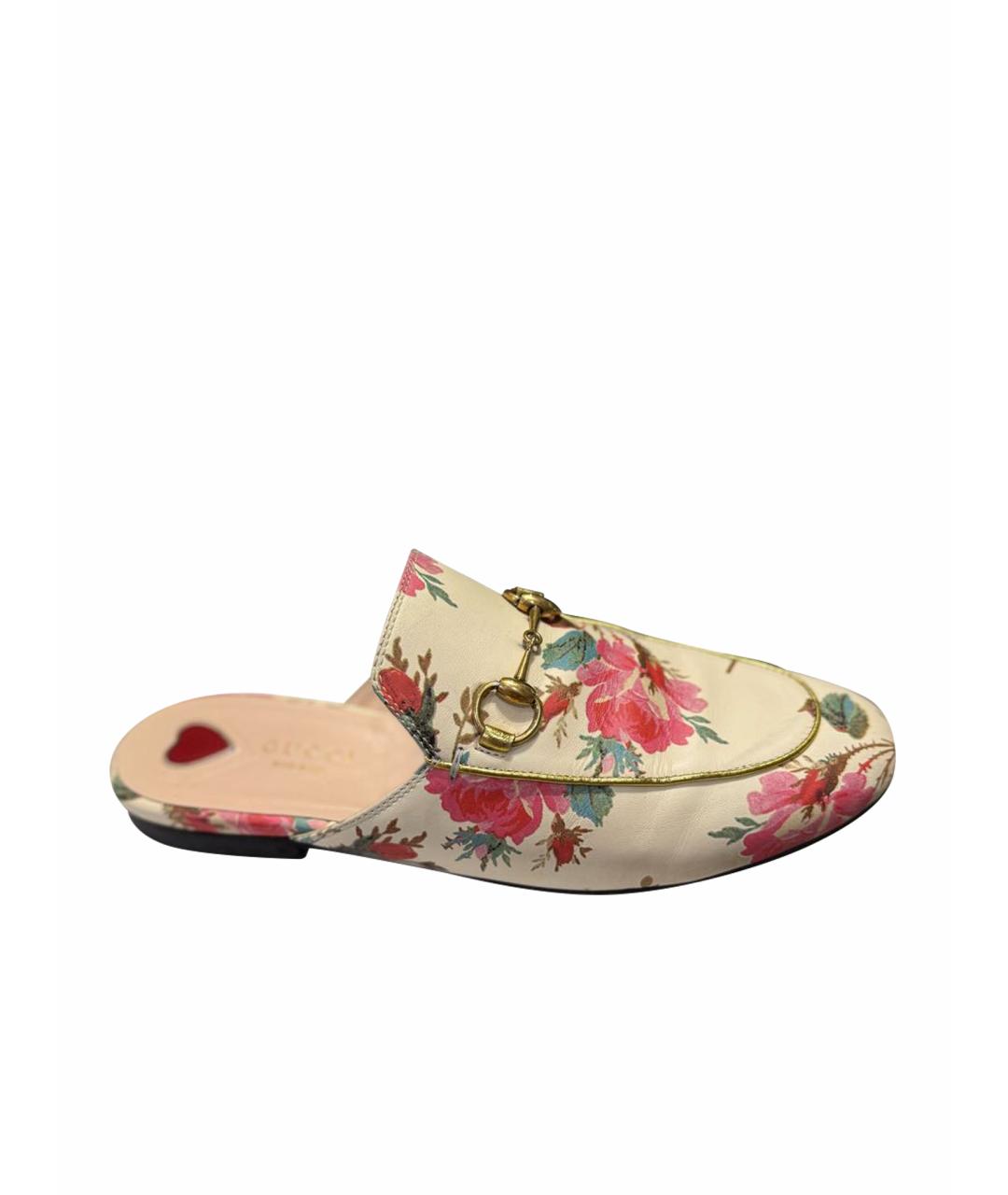 GUCCI Бежевые кожаные мюли, фото 1