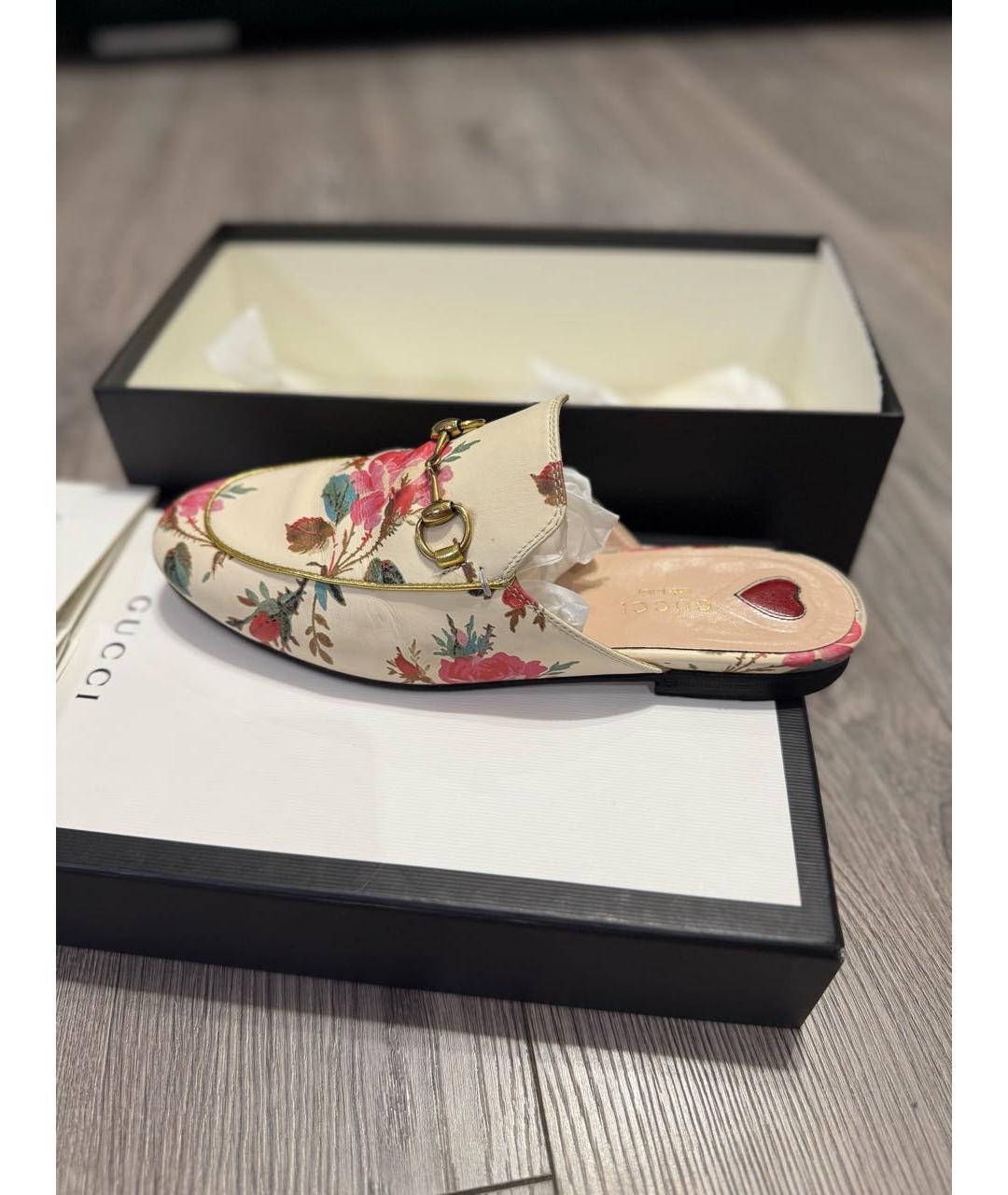 GUCCI Бежевые кожаные мюли, фото 5