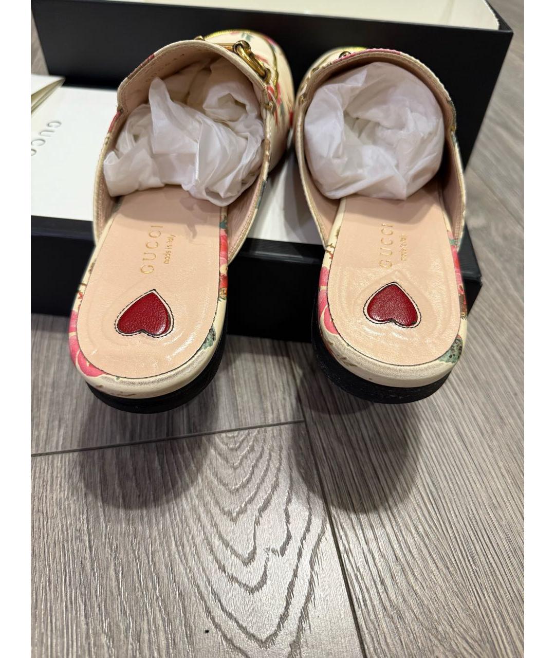 GUCCI Бежевые кожаные мюли, фото 3