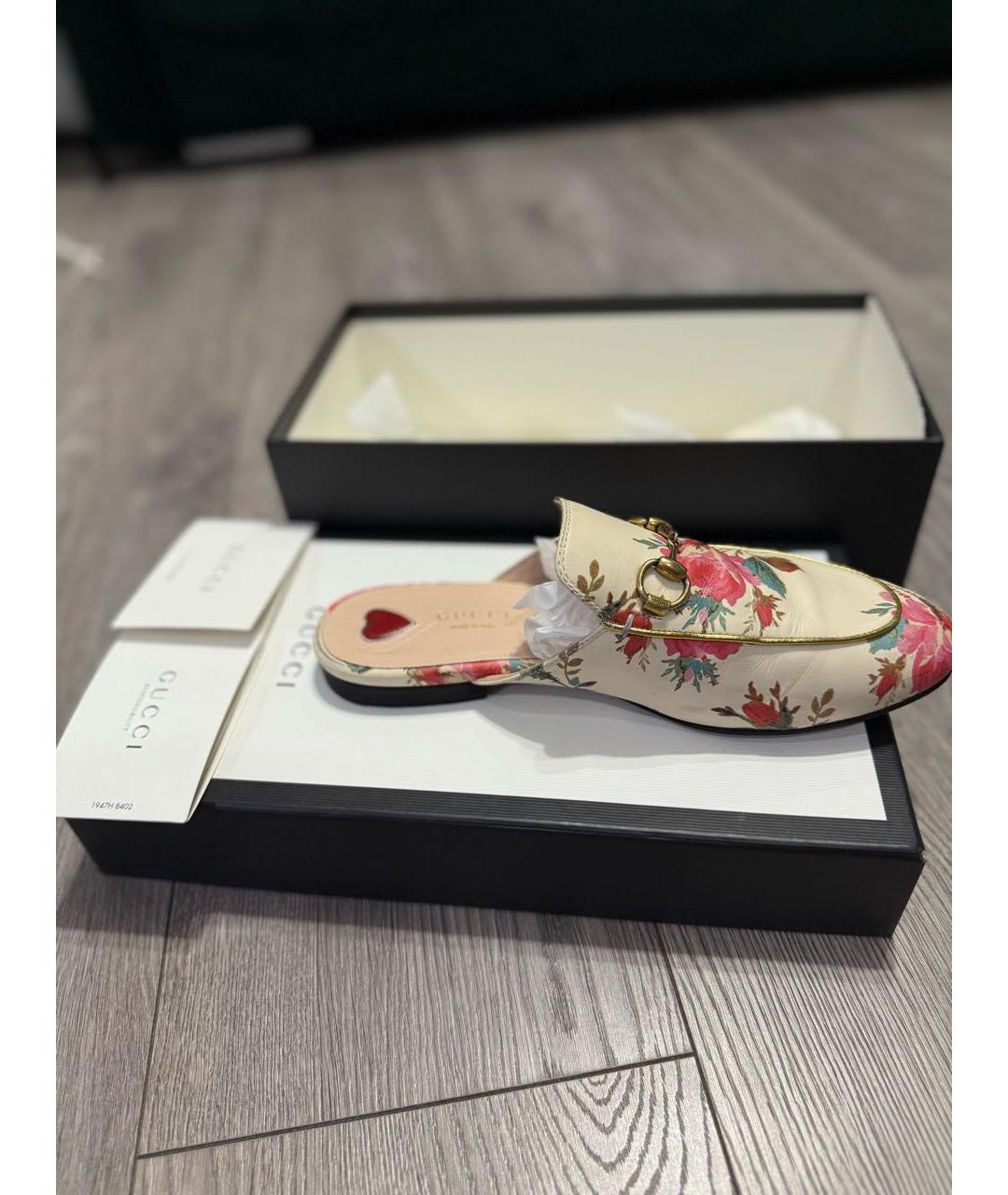 GUCCI Бежевые кожаные мюли, фото 6