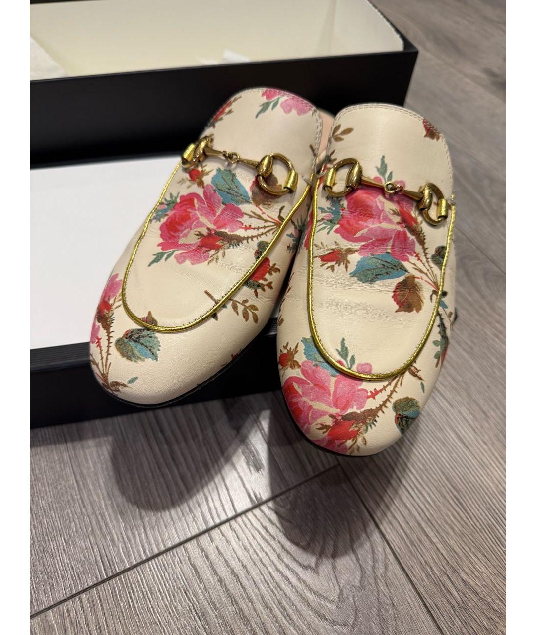 GUCCI Бежевые кожаные мюли, фото 2