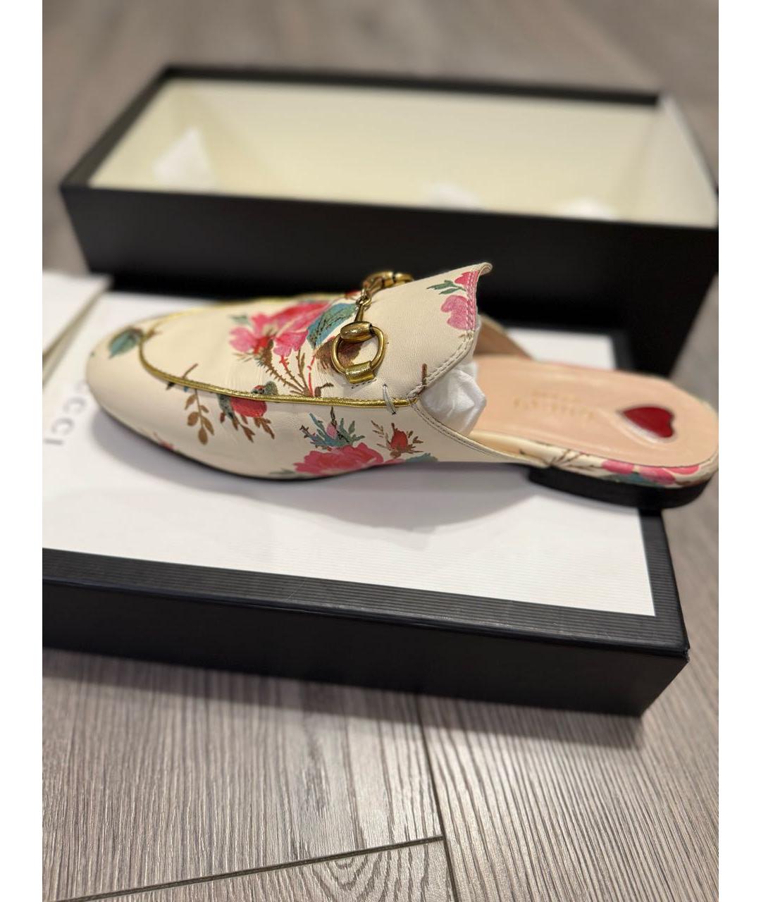 GUCCI Бежевые кожаные мюли, фото 4