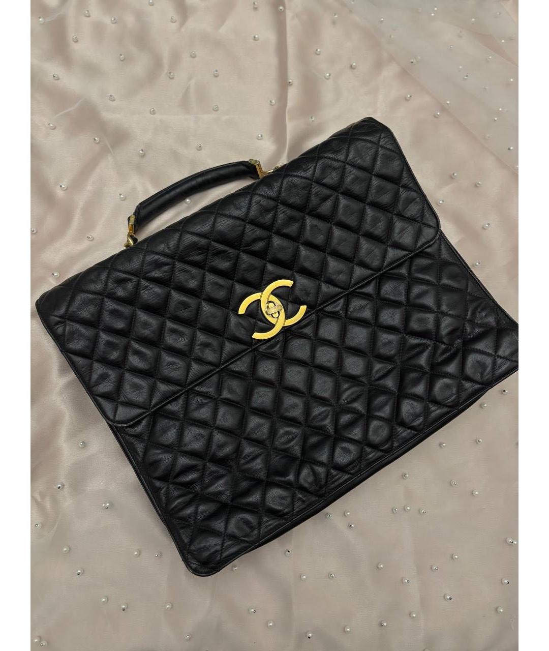 CHANEL Черная кожаная сумка тоут, фото 9