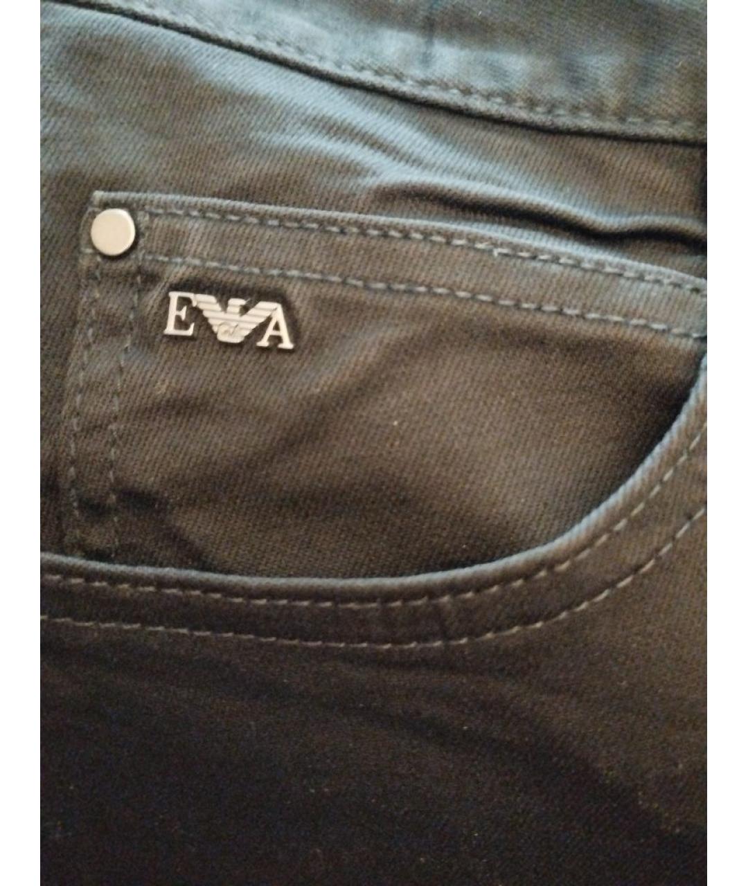 EMPORIO ARMANI Черные хлопко-эластановые прямые джинсы, фото 4