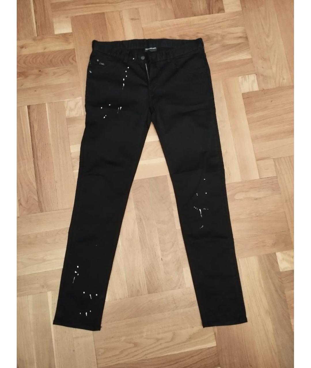 EMPORIO ARMANI Черные хлопко-эластановые прямые джинсы, фото 8