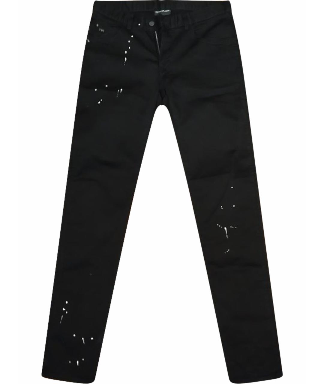 EMPORIO ARMANI Черные хлопко-эластановые прямые джинсы, фото 1