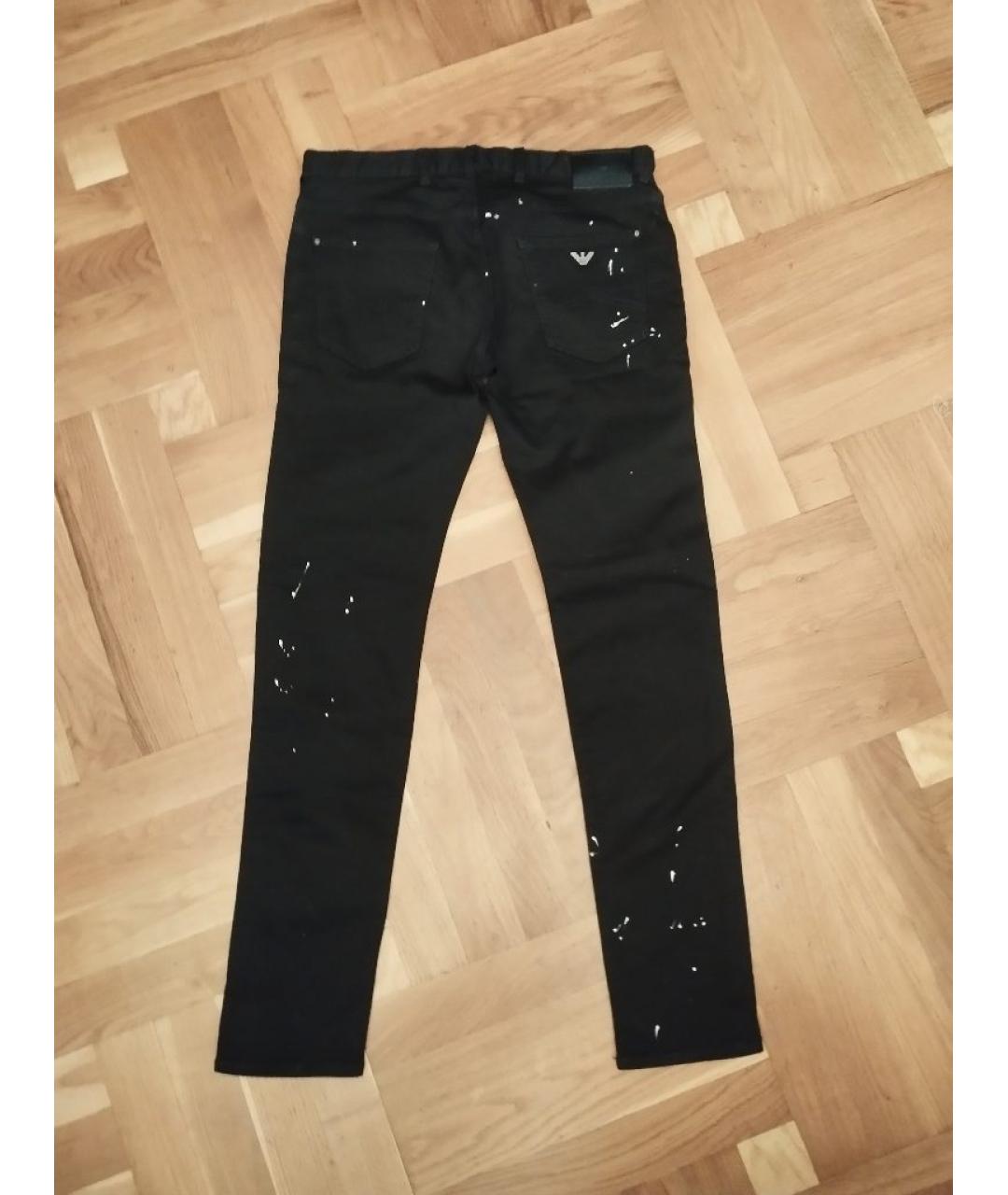 EMPORIO ARMANI Черные хлопко-эластановые прямые джинсы, фото 2