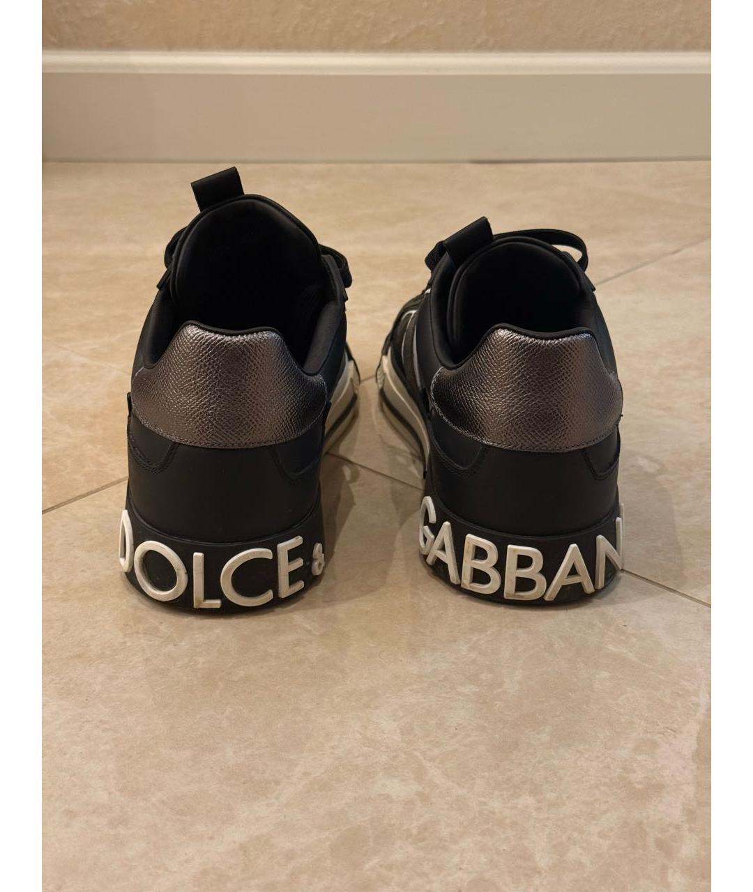 DOLCE&GABBANA Черные кожаные низкие кроссовки / кеды, фото 4