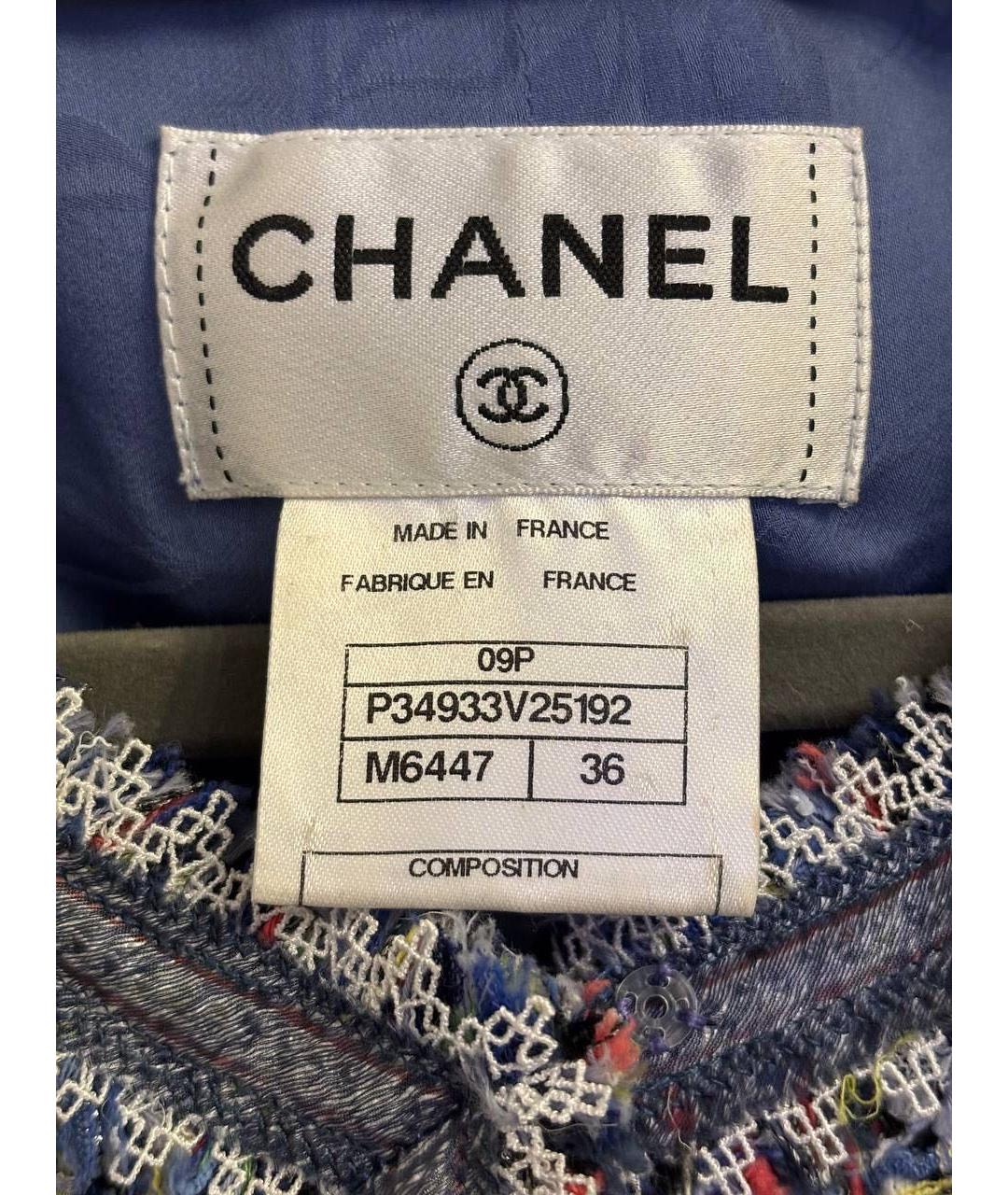 CHANEL Синее твидовое повседневное платье, фото 5
