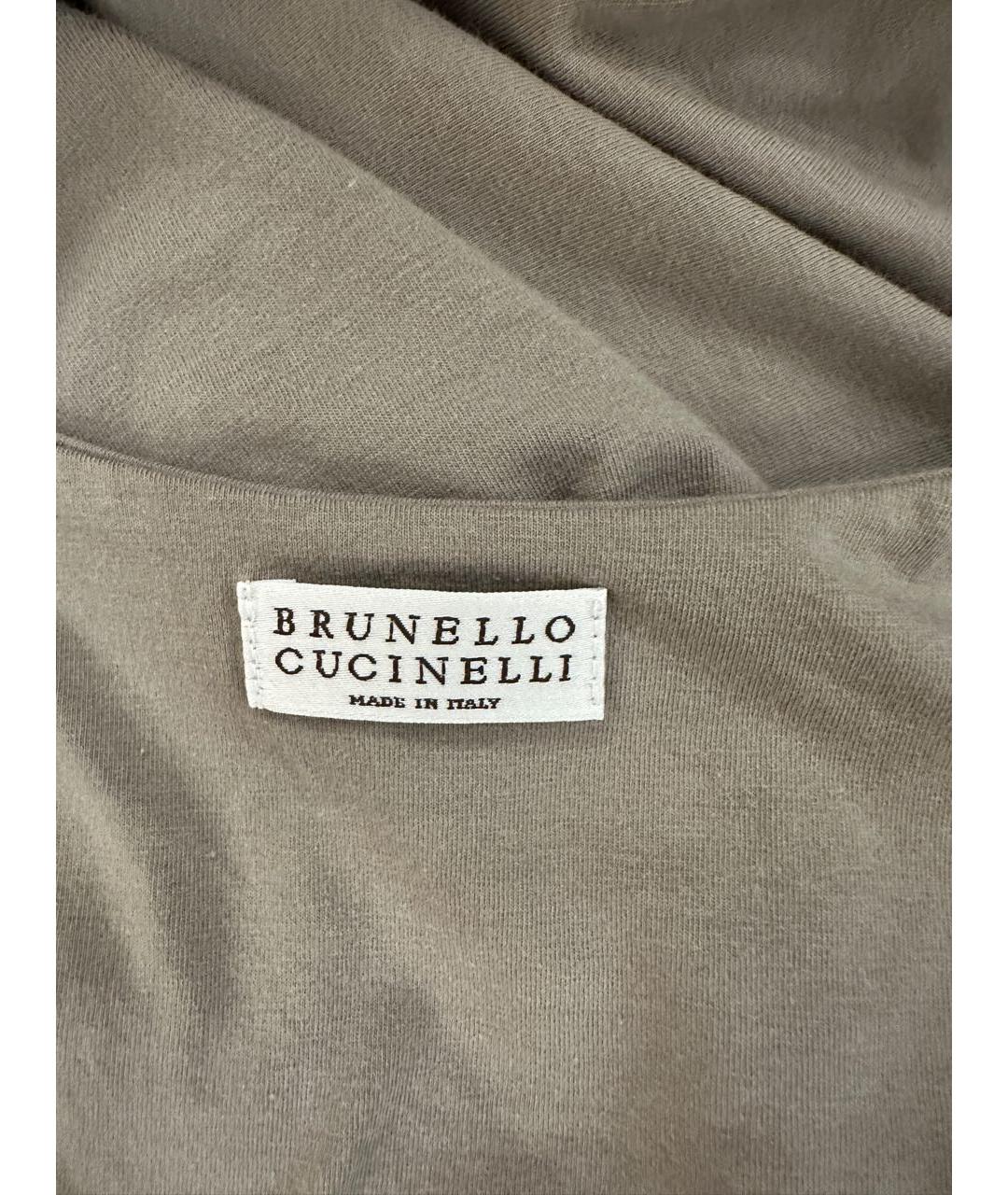 BRUNELLO CUCINELLI Хаки хлопковая майка, фото 3