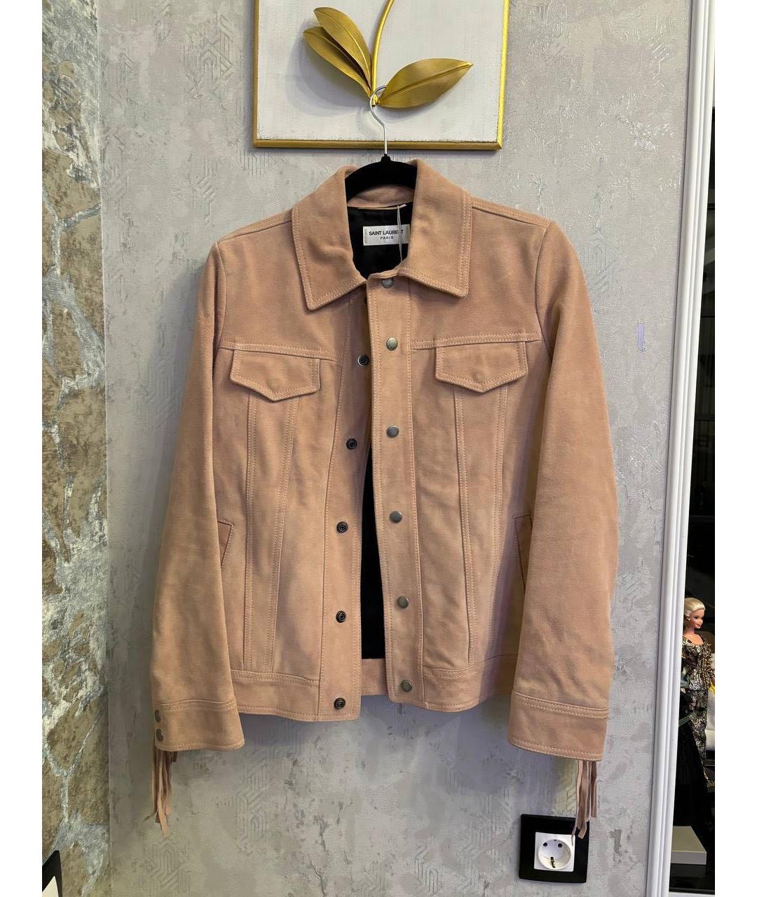 SAINT LAURENT Бежевая замшевая куртка, фото 6