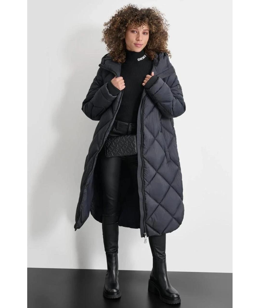 DKNY Черный полиэстеровый пуховик, фото 2