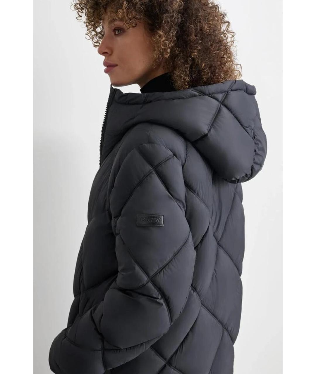 DKNY Черный полиэстеровый пуховик, фото 4