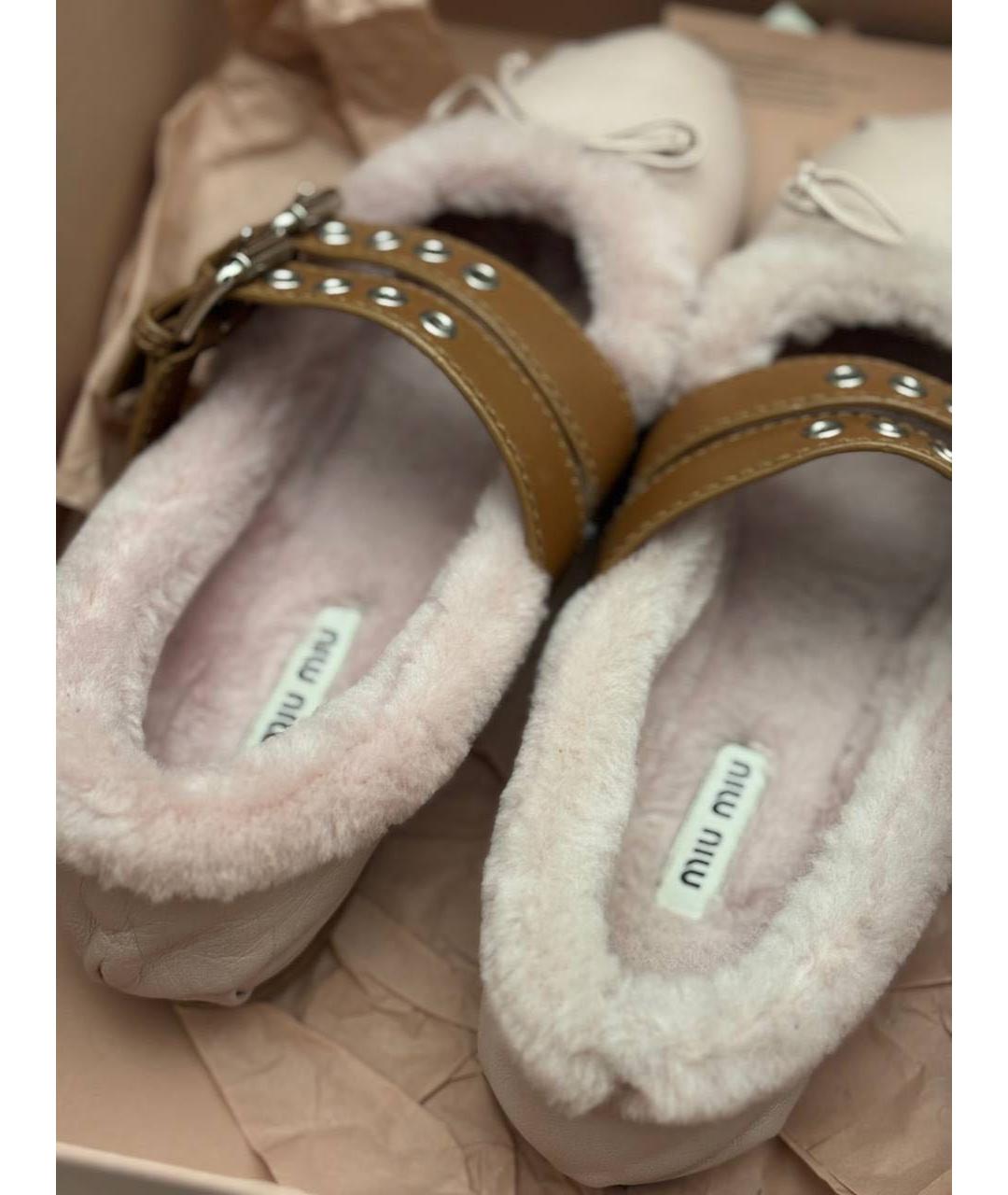 MIU MIU Розовые кожаные балетки, фото 5