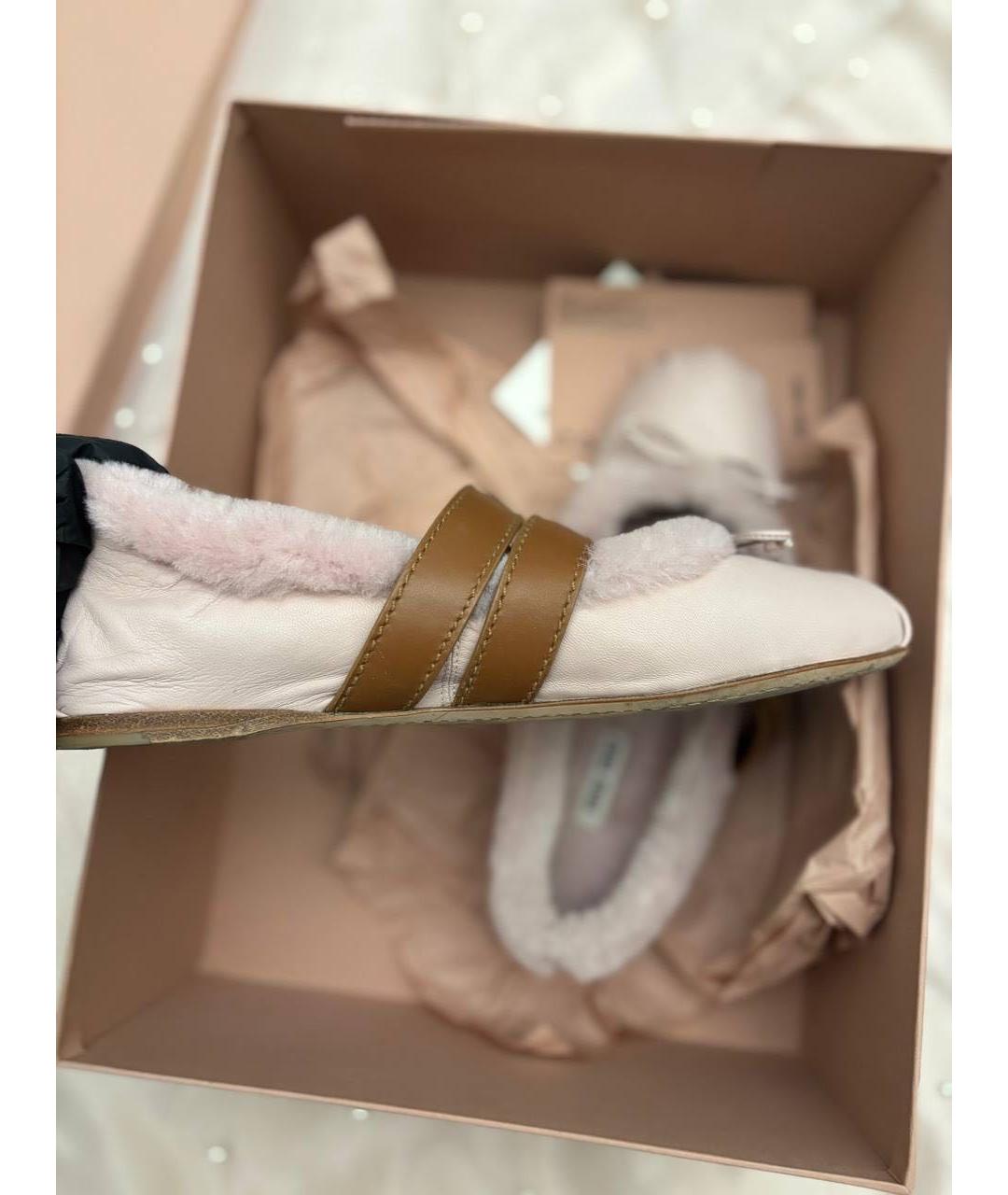 MIU MIU Розовые кожаные балетки, фото 7