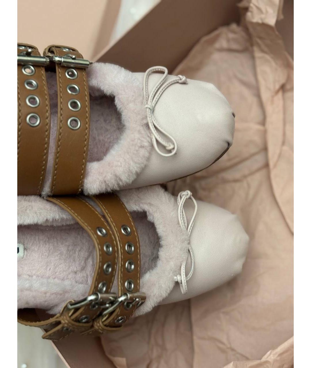MIU MIU Розовые кожаные балетки, фото 3