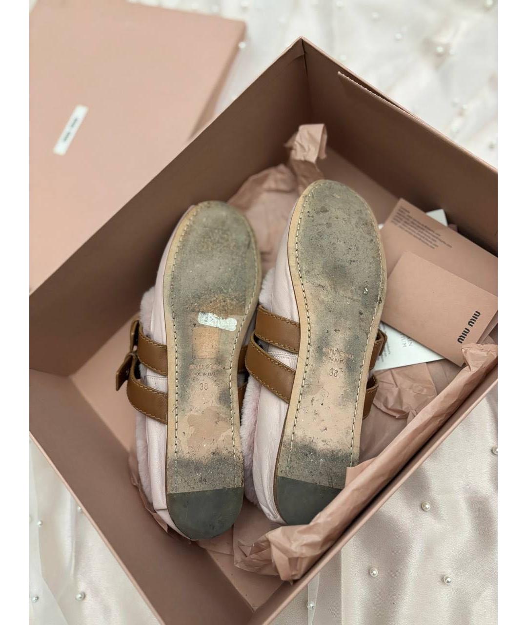 MIU MIU Розовые кожаные балетки, фото 6