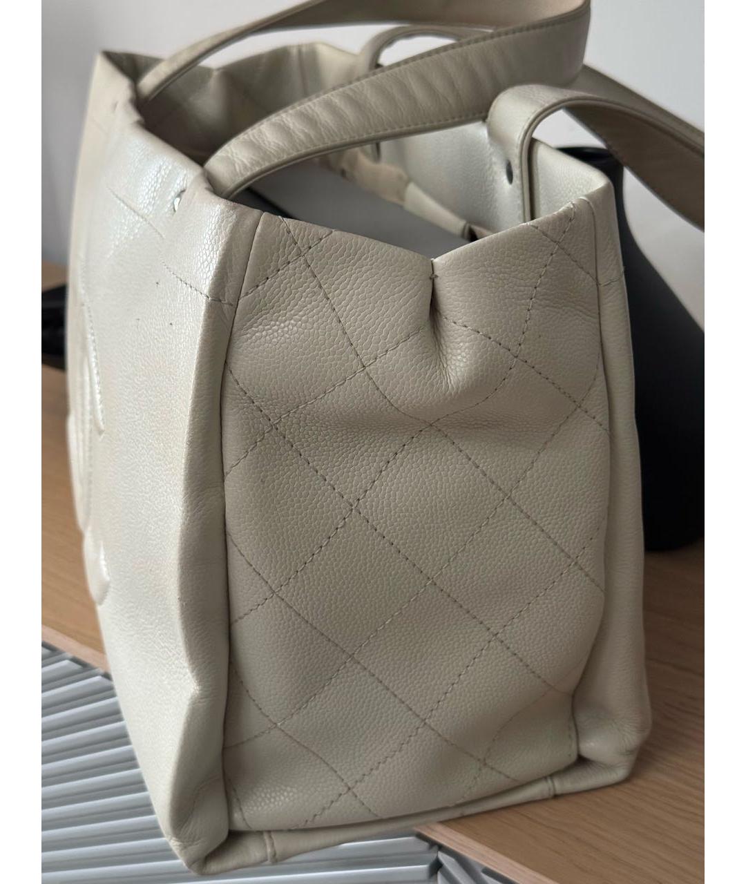 CHANEL Бежевая кожаная сумка тоут, фото 2