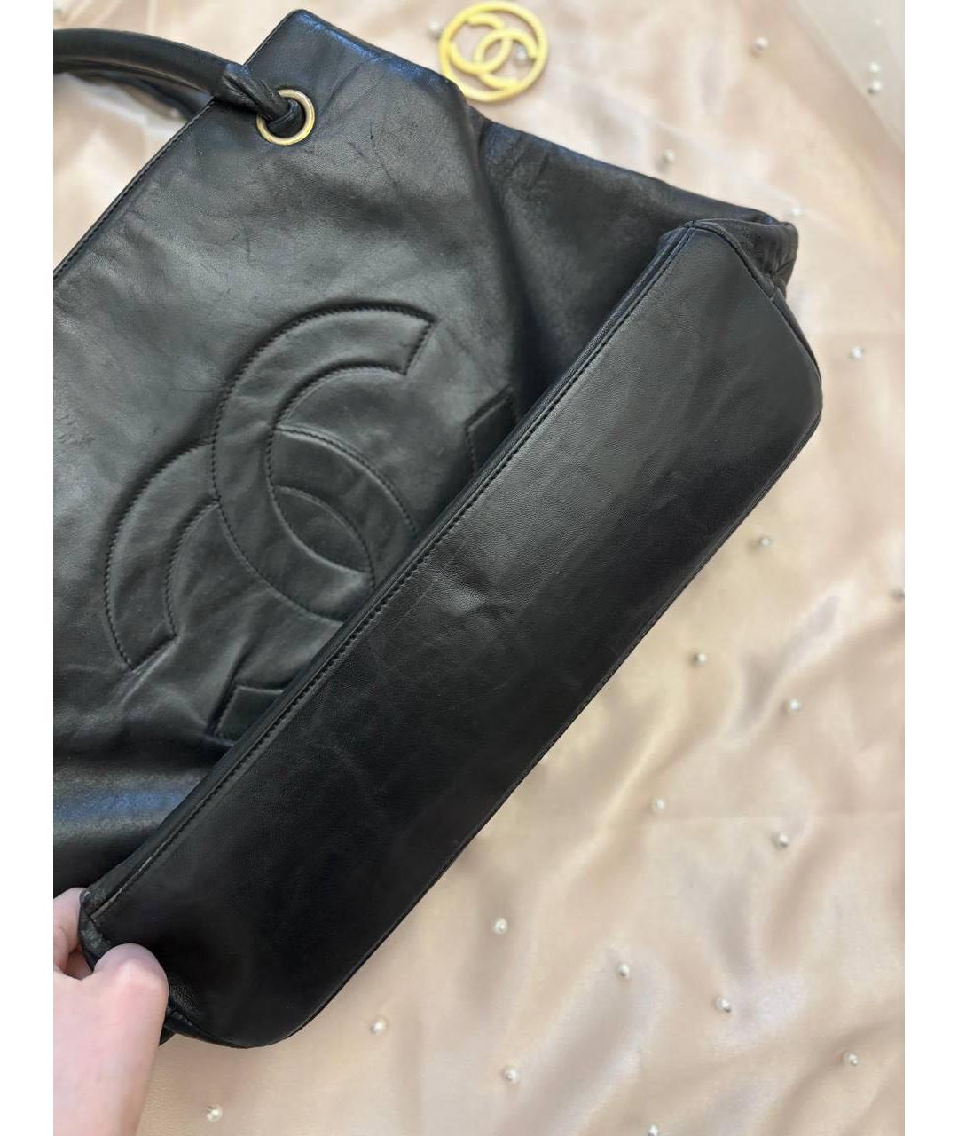 CHANEL Черная кожаная сумка тоут, фото 2