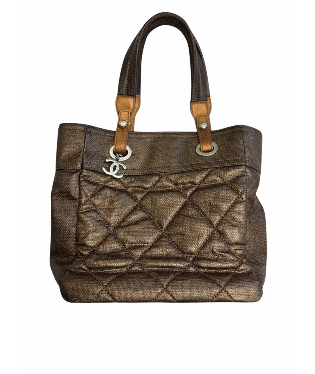 CHANEL Золотая тканевая сумка тоут, фото 1