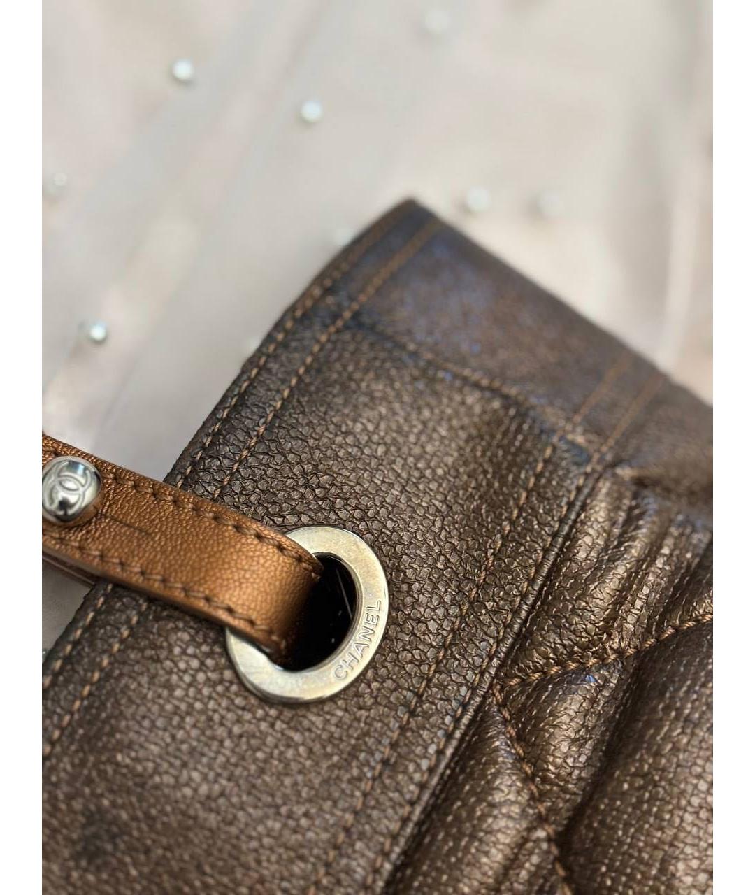 CHANEL Золотая тканевая сумка тоут, фото 7