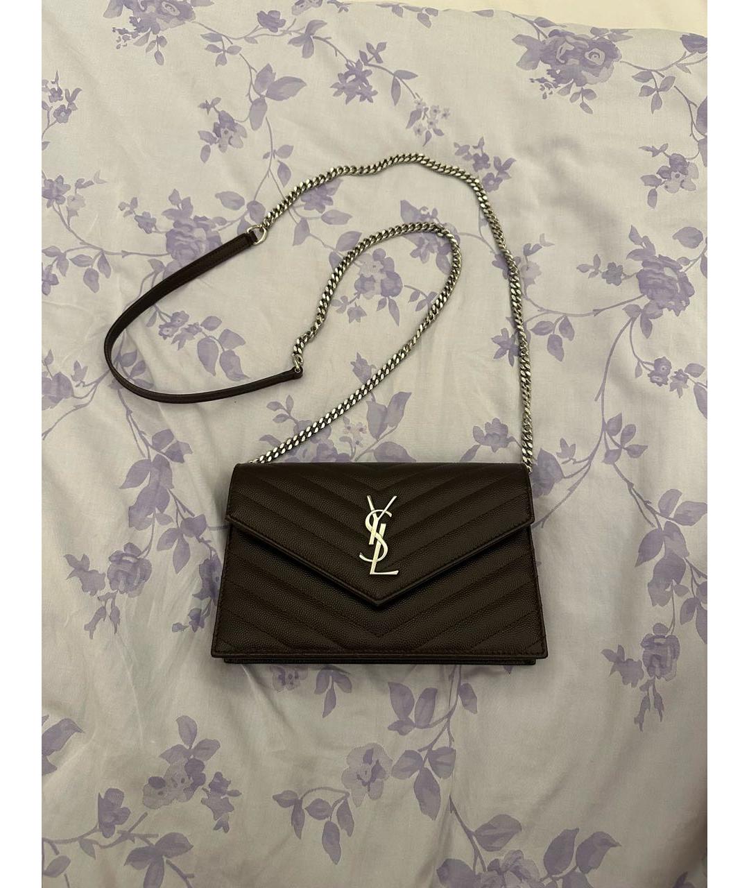 SAINT LAURENT Бордовая кожаная сумка через плечо, фото 7