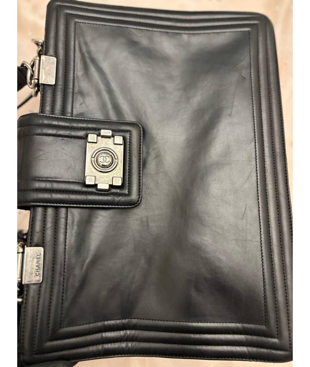 CHANEL Черная кожаная сумка тоут, фото 4