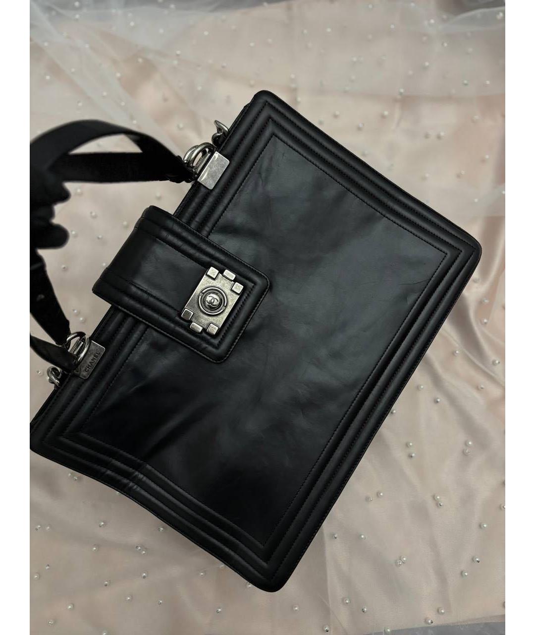 CHANEL Черная кожаная сумка тоут, фото 9