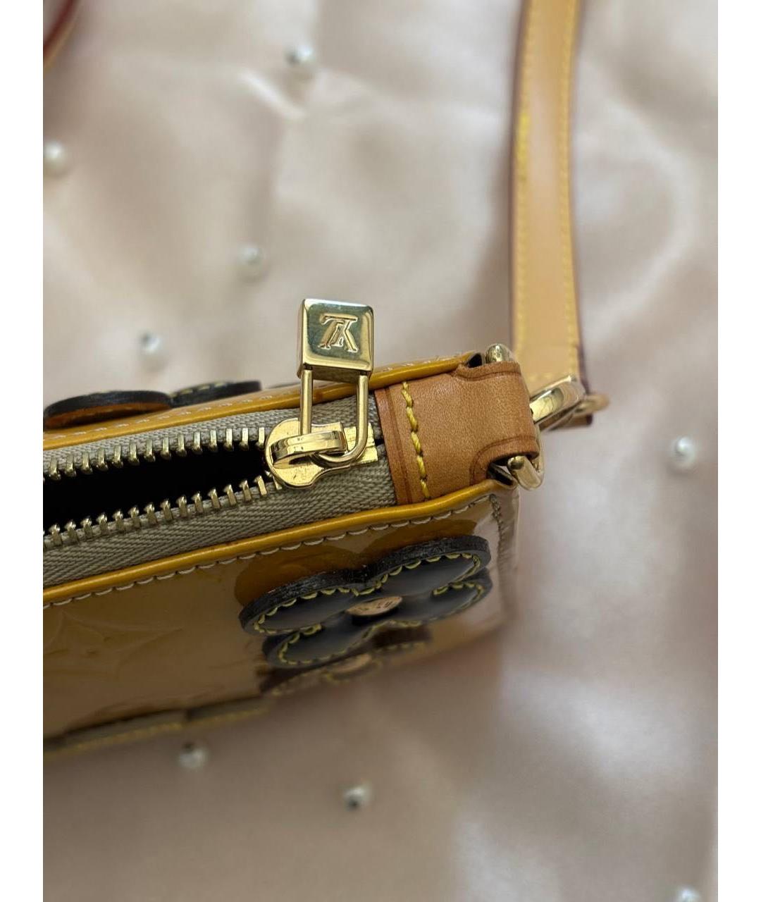 LOUIS VUITTON Горчичная кожаная сумка через плечо, фото 5