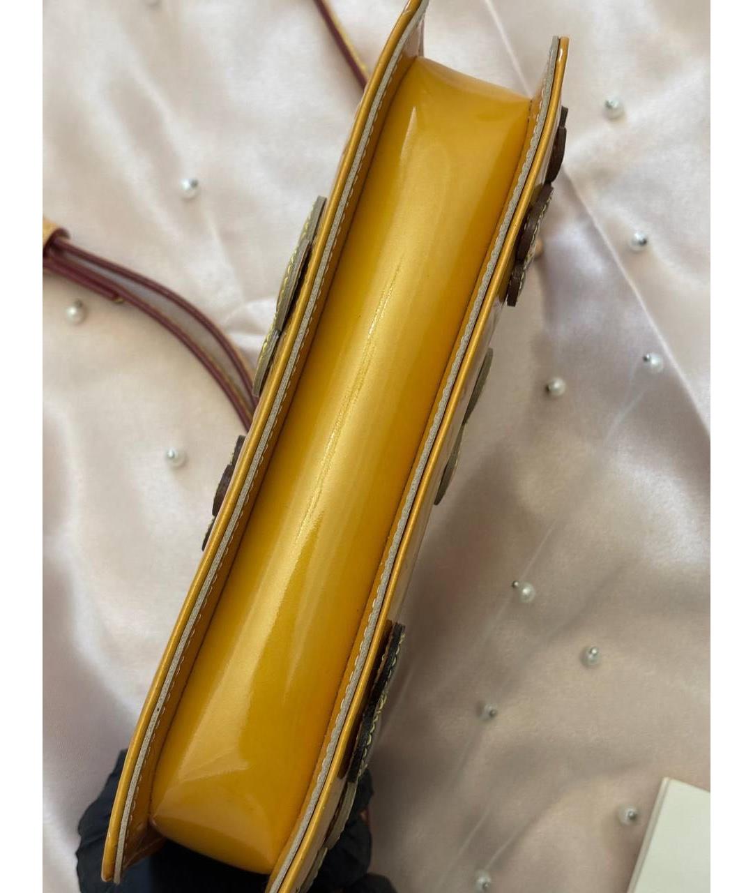 LOUIS VUITTON Горчичная кожаная сумка через плечо, фото 4