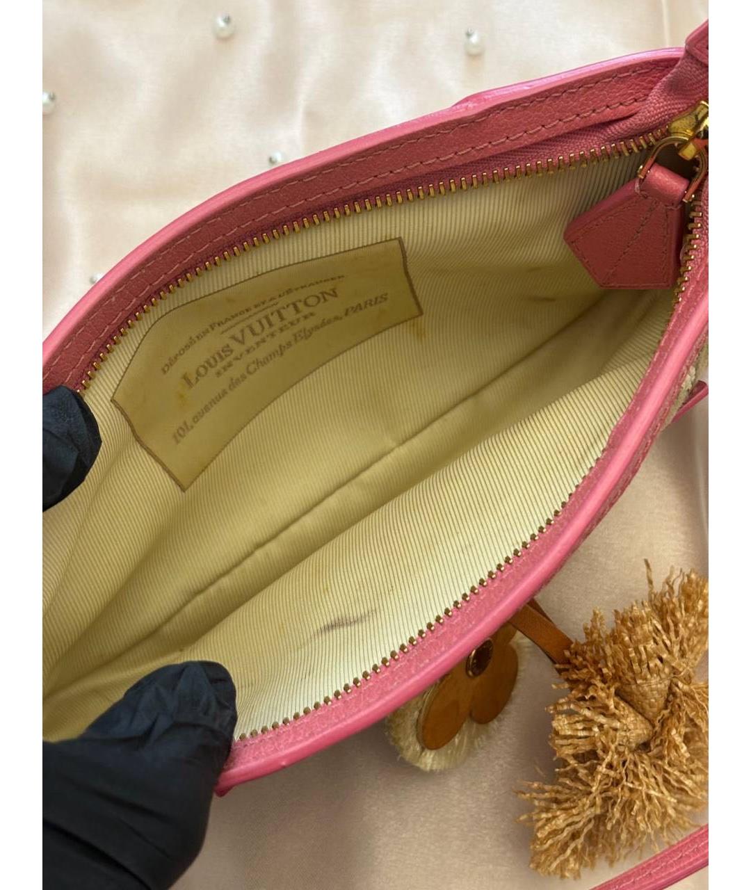 LOUIS VUITTON Красная тканевая сумка с короткими ручками, фото 5