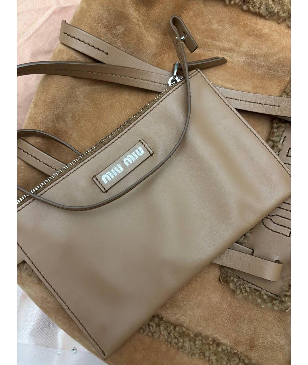 MIU MIU Горчичная шерстяная сумка тоут, фото 5
