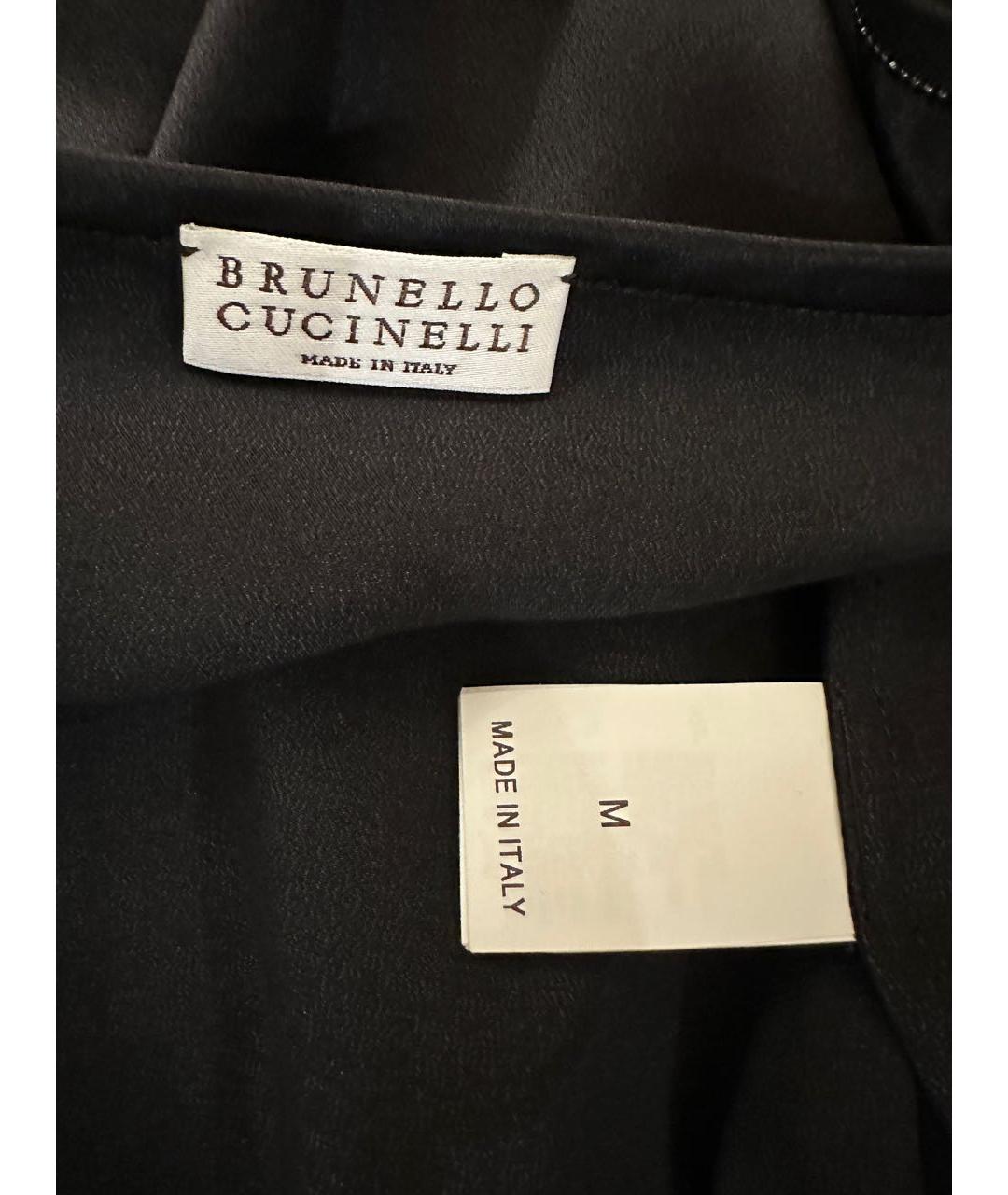 BRUNELLO CUCINELLI Черная шелковая майка, фото 3