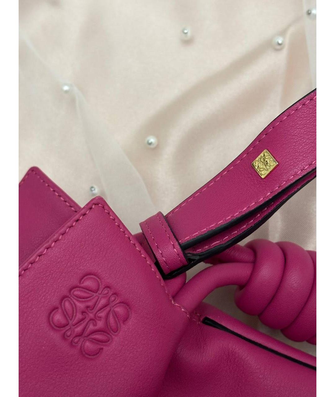 LOEWE Розовая кожаная сумка с короткими ручками, фото 5
