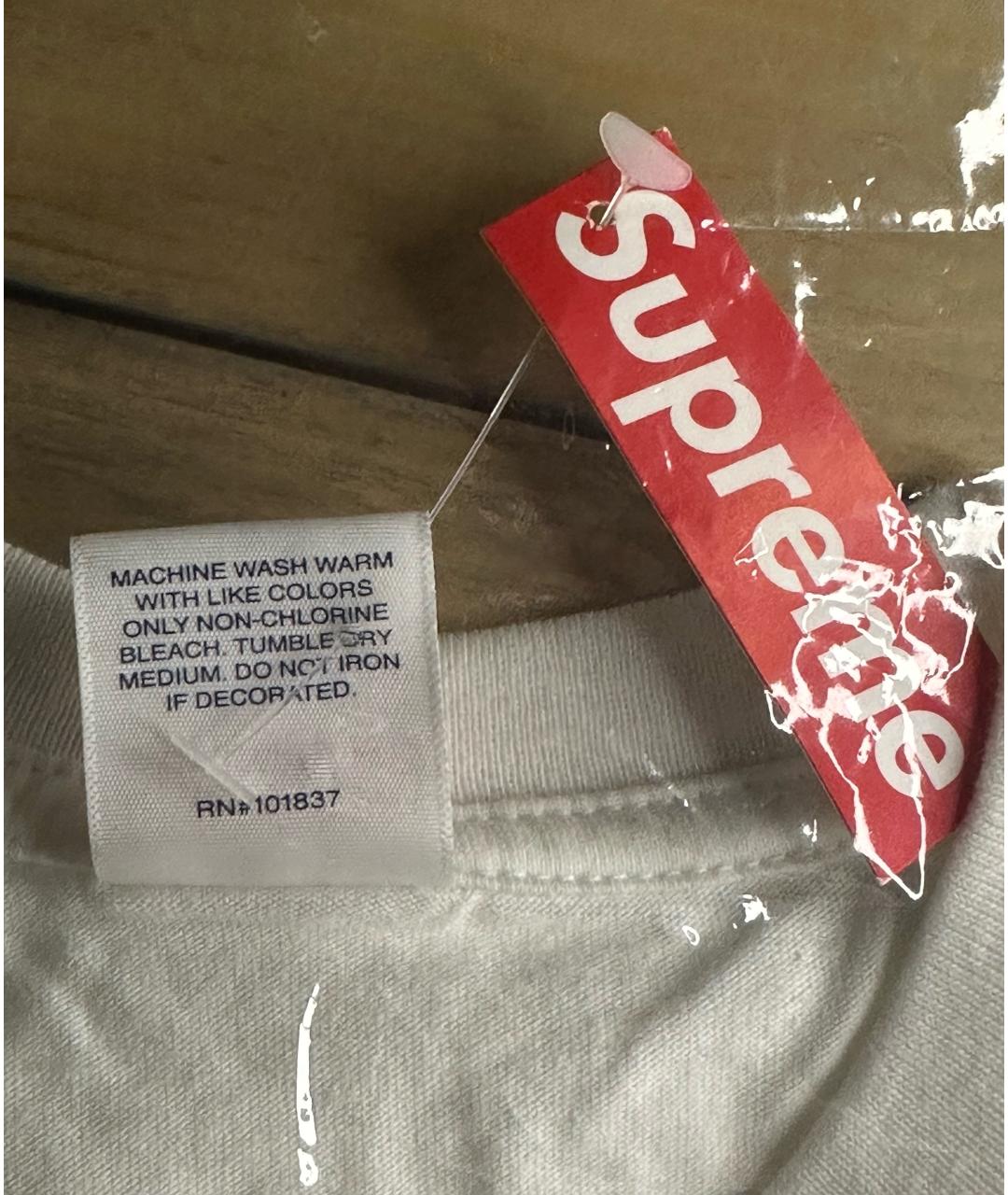 SUPREME Белая хлопковая футболка, фото 5